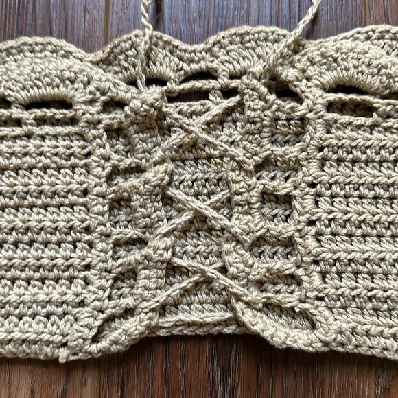 Seayarn Crotchet Tan Handmade Top Medium - Picture 3 of 7